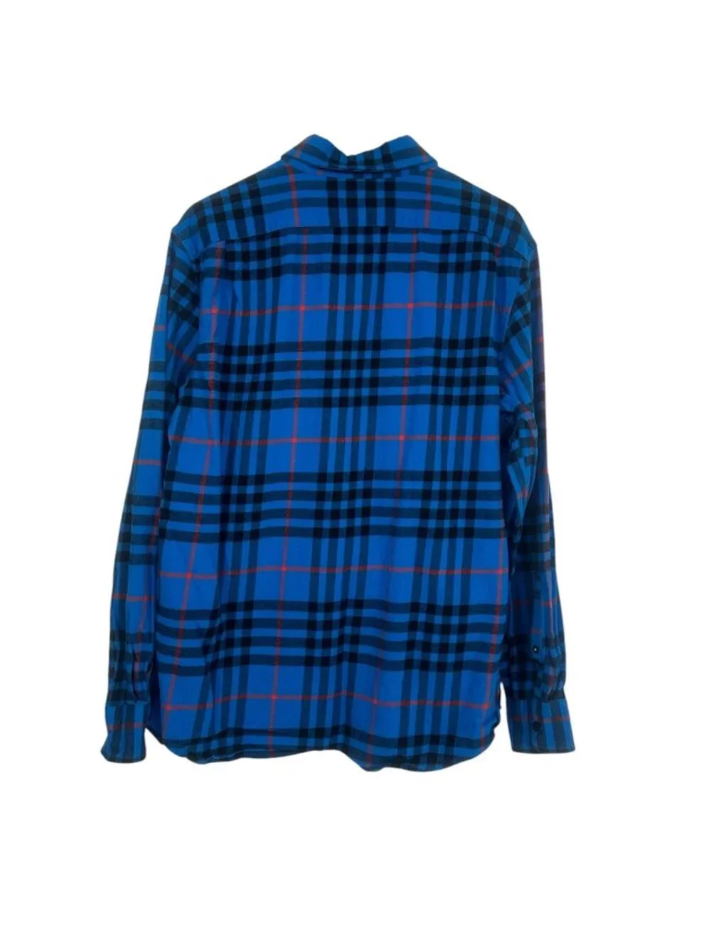 Banana Republic Shirt Medium Blue Plaid Organic Cotton Untucked Flannel Preppy